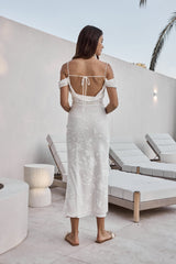 Tropisches Gezeiten Maxikleid Weiß