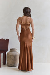 Satin-Maxikleid „Eyes Of Night“ Kupfer