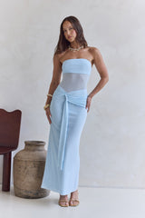 Remember The Days Trägerloses Mesh-Maxikleid Blau