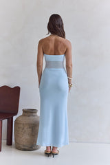 Remember The Days Trägerloses Mesh-Maxikleid Blau