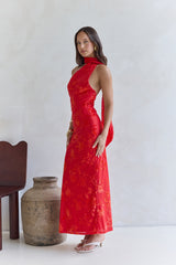 Maxikleid "Catching Blooms" Rot
