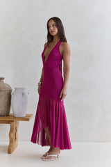 No Reason Mesh Neckholder Maxikleid Pflaume
