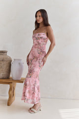 Flickering Flames Mesh Maxikleid Rosa