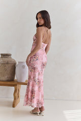 Flickering Flames Mesh Maxikleid Rosa