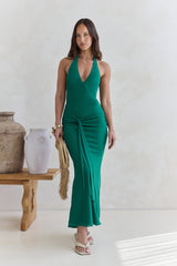 Mesh-Neckholder-Maxikleid „Dive In“ Grün