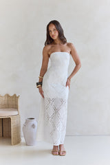 Ocean Air Oasis Trägerloses Maxikleid Weiß