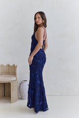 Love For You Mesh-Maxikleid Marineblau