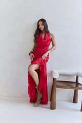 More And More Neckholder Maxikleid Rot