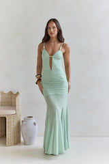 Next To You Mesh Maxi Dress Salbeigrün