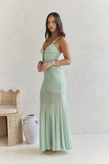 Next To You Mesh Maxi Dress Salbeigrün