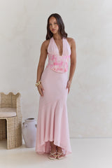 Cross The Seas Neckholder Maxikleid Pink