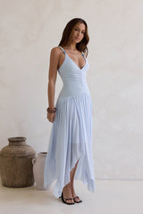 Call Me Later Mesh Maxikleid Blau