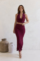 She's The Flame Neckholder-Croptop Weinrot