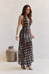 Editors' Pick Netz-Neckholder-Maxikleid Braun