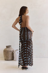 Editors' Pick Netz-Neckholder-Maxikleid Braun