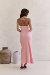 Karmic Blessing Trägerloses Neckholder-Maxikleid Rosa