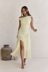 Whispered Secrets Mesh Langarm Maxikleid Gelb