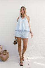 Evelyn Halterneck-Top Blau