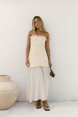 Liebes Valentine trägerloses Maxikleid Creme