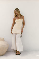 Liebes Valentine trägerloses Maxikleid Creme