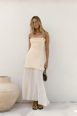 Liebes Valentine trägerloses Maxikleid Creme