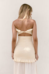 Liebes Valentine trägerloses Maxikleid Creme