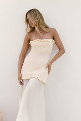 Liebes Valentine trägerloses Maxikleid Creme