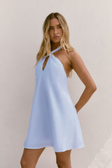 Deep Down Neckholder-Minikleid Blau