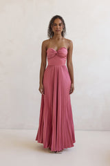 Decades Ago Plissee trägerloses Maxikleid Rose