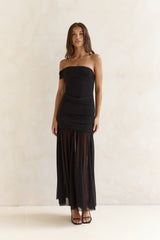 Serene Twilights One-Shoulder-Maxikleid aus Mesh, Schwarz