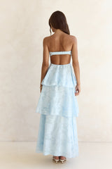 Trägerloses Maxikleid „Know Your Heart“ in Blau
