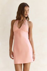 Higher And Higher Satin Neckholder-Minikleid Orange