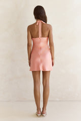 Higher And Higher Satin Neckholder-Minikleid Orange