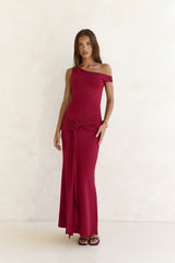 Hold Me Close Carmen-Maxikleid Burgund
