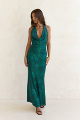 Maxikleid „Tangled Vines“ mit Neckholder, Grün