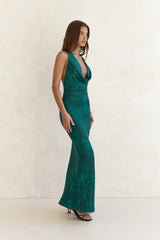 Maxikleid „Tangled Vines“ mit Neckholder, Grün
