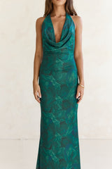 Maxikleid „Tangled Vines“ mit Neckholder, Grün
