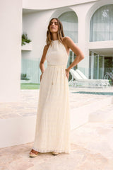 Different Dreams Neckholder Maxikleid Creme
