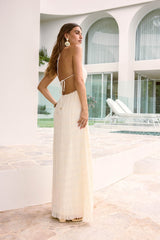 Different Dreams Neckholder Maxikleid Creme