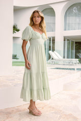 Sommer-Roadtrip Maxikleid Salbeigrün