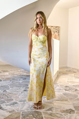 Hauptfigur Satiniertes Maxi-Kleid Gelb