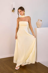 Rosewater Roads Trägerloses Maxikleid Gelb