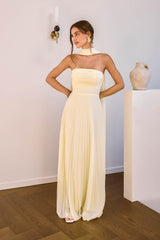 Rosewater Roads Trägerloses Maxikleid Gelb