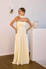 Rosewater Roads Trägerloses Maxikleid Gelb