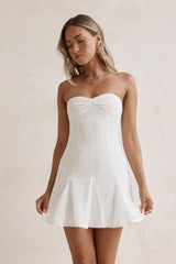 Daydream Diaries Trägerloses Minikleid Off-White