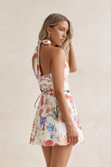 Wildblumen Neckholder-Minikleid Multi