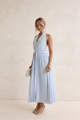 Robin Netz-Halter-Maxikleid Blau
