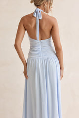 Robin Netz-Halter-Maxikleid Blau