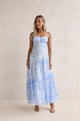 Trägerloses Maxikleid Ocean Blue Blau