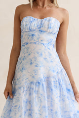 Trägerloses Maxikleid Ocean Blue Blau